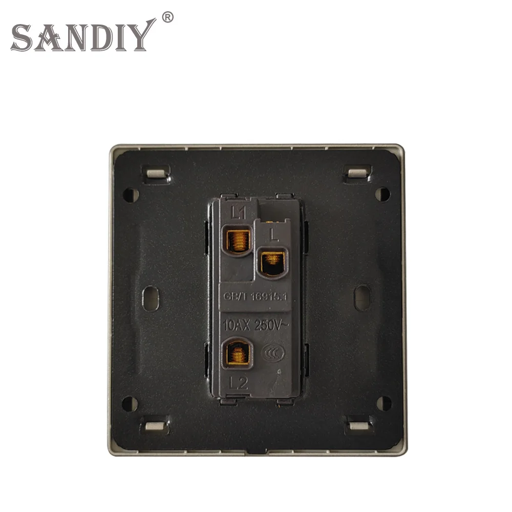 With LED Household Switch, A Single Control Stainless Steel Brushed Concealed Single-Connection Bipolar Panel Wall Switch