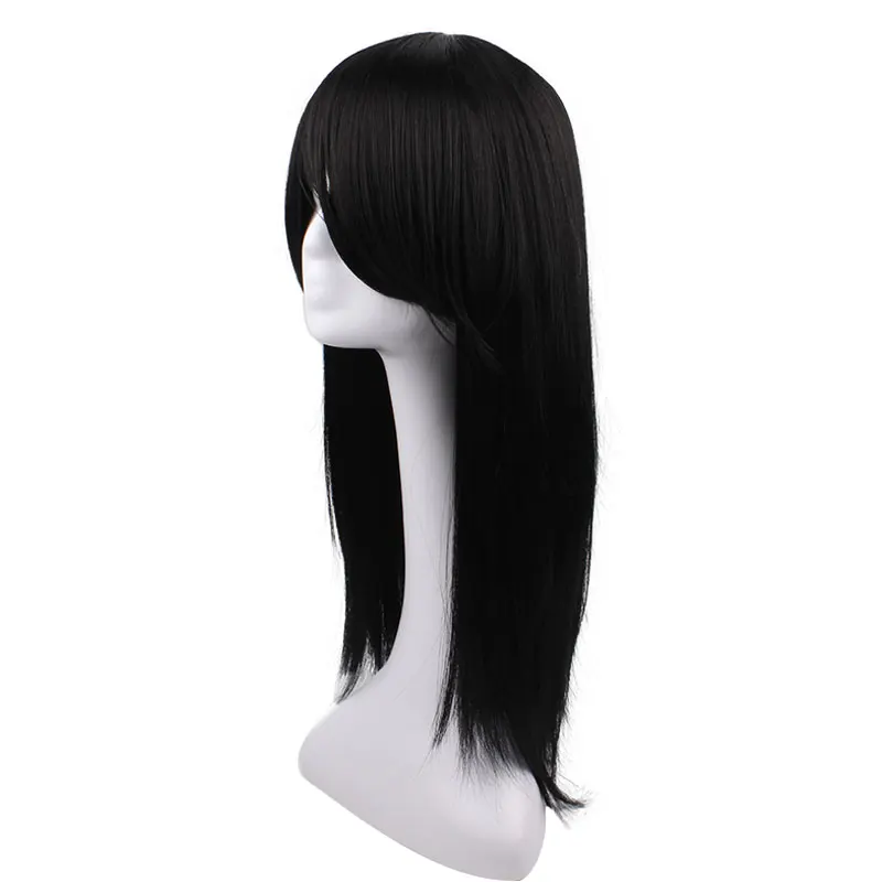 Orochimaru Hyuga Neji Black Straight Long Synthetic Hair Full Bangs High Temperature Fiber Cospaly Full Wigs