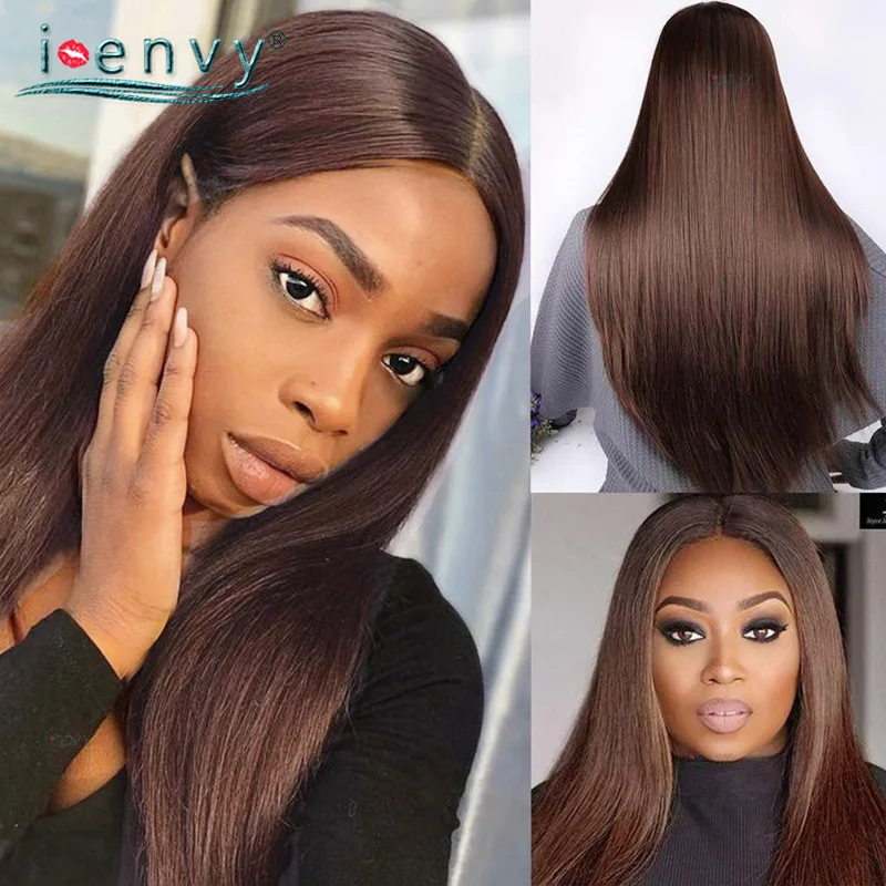 Transparent Lace Wig Straight Brown Lace Front Human Hair Wigs Chocolate Color Blonde Brazilian Human Hair Wigs For Women Remy