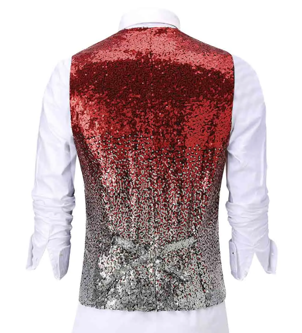 Nova moda masculina colete mudando cor brilhante lantejoulas terno colete para festa, casamento, discoteca tamanho personalizado