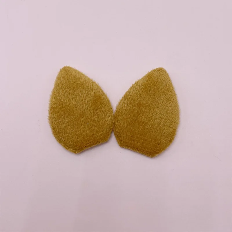 40Pairs/Lot 3.3*4.5CM Double-sided Plush Brown Ear Padded Appliques For Craft Clothes Sewing Supplies DIY Hair Clip Accessories