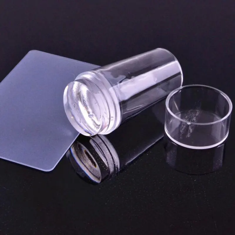 Clear Silicone Head Nail Stamp Transparent Jelly Nail Stamping With Scraper Print Patterns Nail Art Manicuring Tools