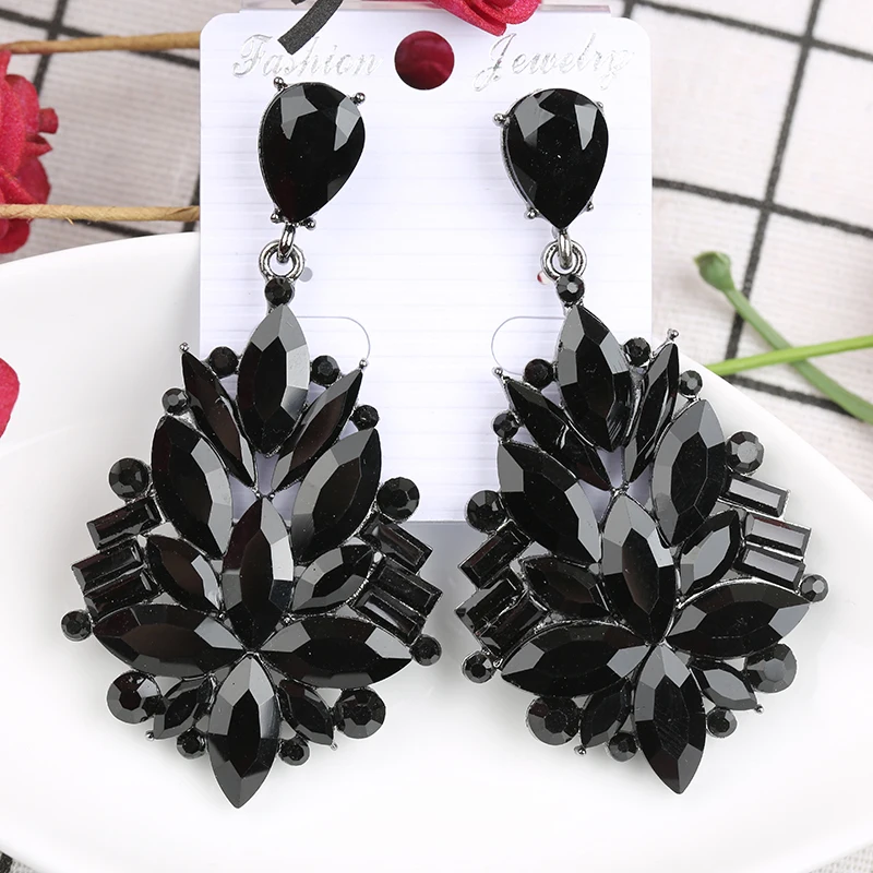 VEYO Hyperbole Full of Black Crystal Drop Earrings Geometry Dangle Earrings Jewelry For Women New Free shipping