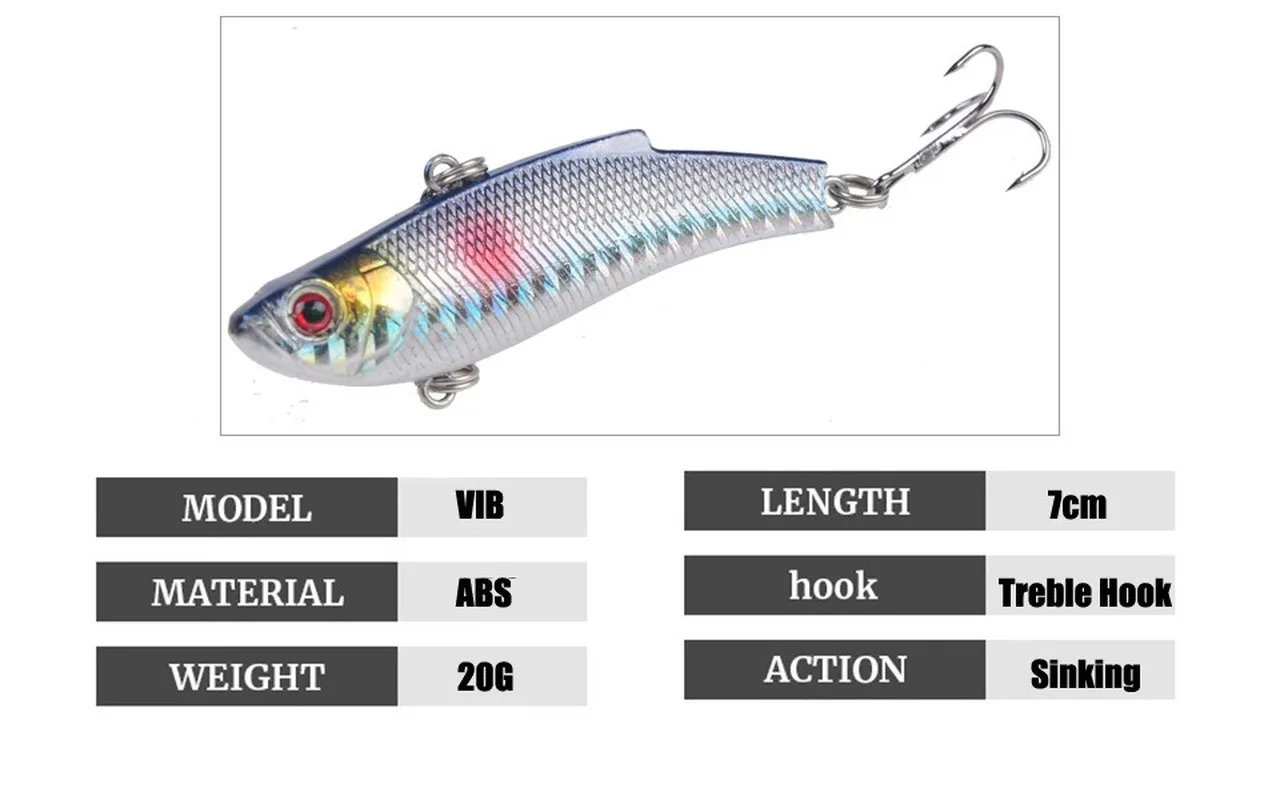 Artificial japonês VIB Fishing Lure, chumbo dentro, isca dura, mergulho isca giratória, equipamento de pesca marítima, inverno, 7cm, 20g, 1pc