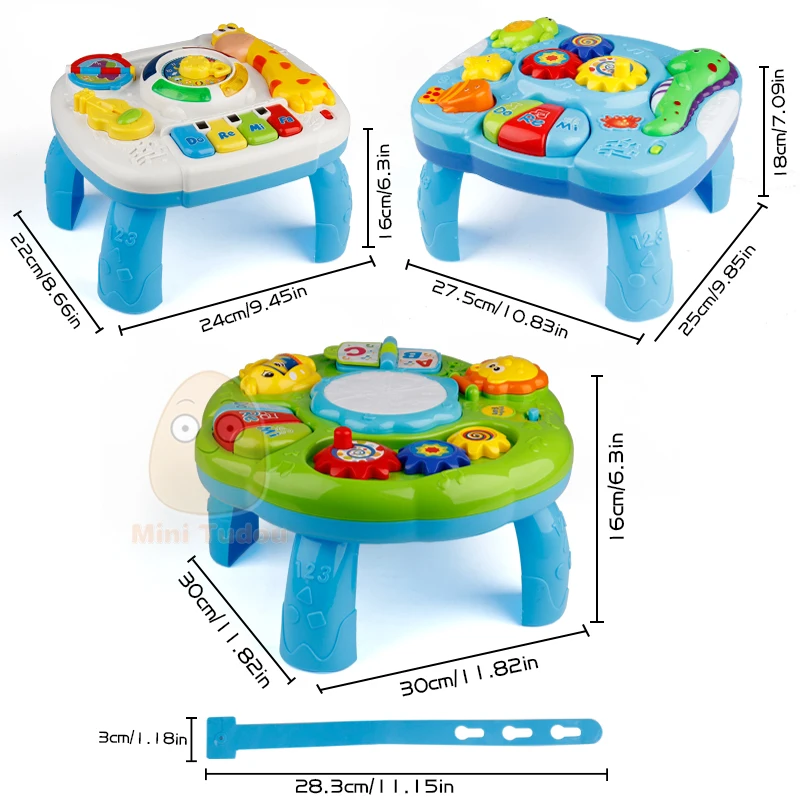 Mesa musical, juguetes para bebés, máquina de aprendizaje, juguete educativo, mesa de aprendizaje musical, instrumento Musical para niños pequeños de 6 meses +