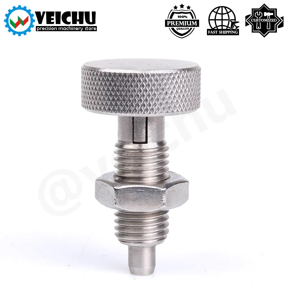 Émbolos de perilla moleteada de acero inoxidable, pistón de resorte, pernos de tornillo de Autobloqueo con tuercas, en Stock, VCN230-CN