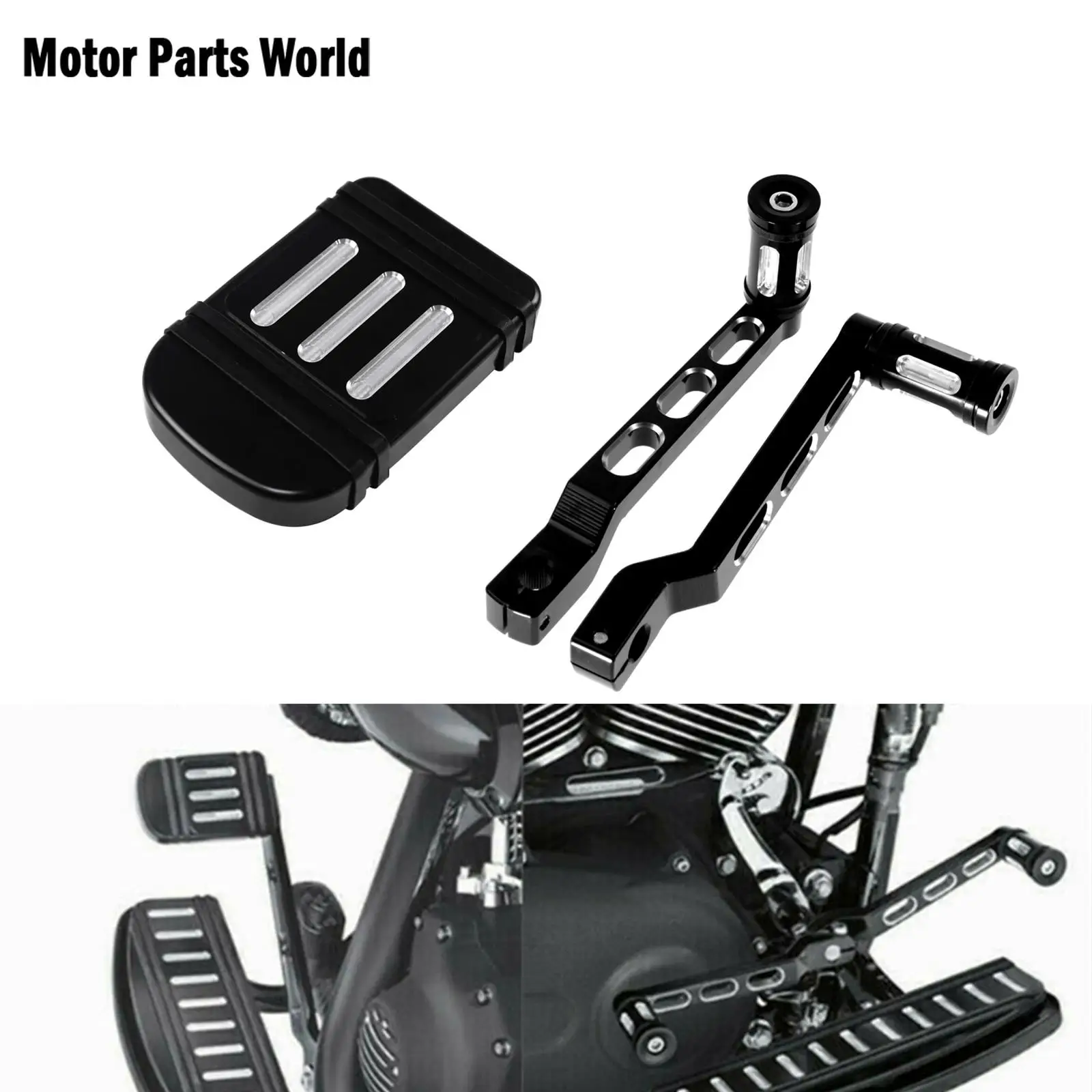 

Motorcycle Heel/Toe Shift Lever w/ Shifter Peg CNC Black Large Foot Pegs Footrest Brake Pedal Pad Cover For Harley Touring Dyna