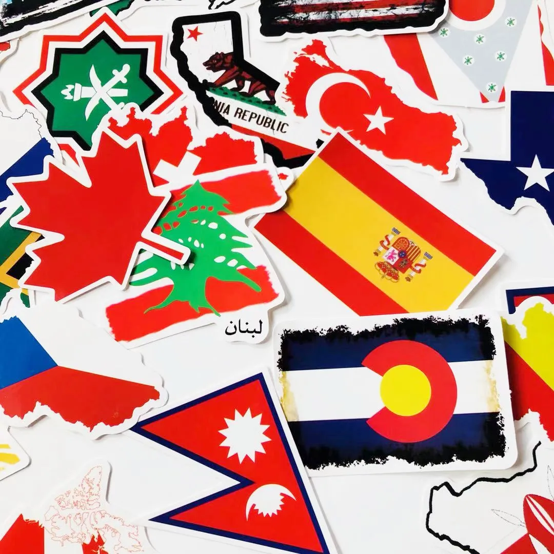 10/30/50pcs World Countries Flags Cartoon Sticker Creative Aesthetic Art Stickers Scrapbook Laptop Diy Kids Toys Decal Stickers