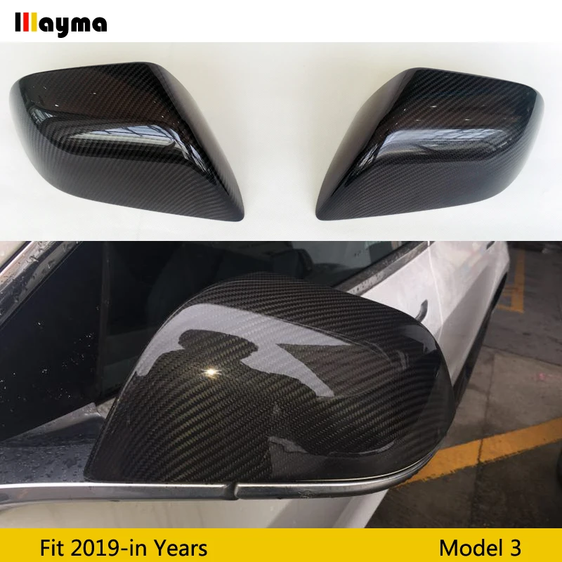 

Carbon Fiber Mirror cover For Tesla Model 3 2019 year Model 3 CF Car rear mirror cap stick-on 1 pair