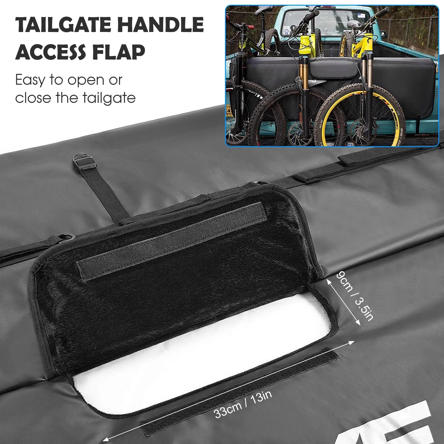 Mountain Bike Tailgate Protection Pad with Tool Pockets, Car Tailgate Cover, Bike Tailgate Pad, XXF