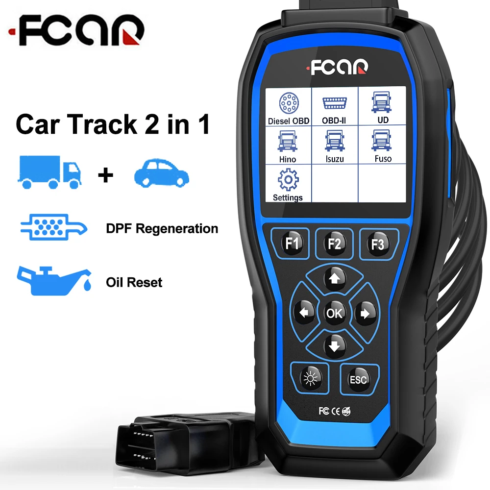 

FCAR F506 Pro Obd2 Heavy Duty Diesel Truck Scanner Car 2 in 1 Automotive Scanner D.P.F. Regeneration Oil Reset Diagnostic Tool