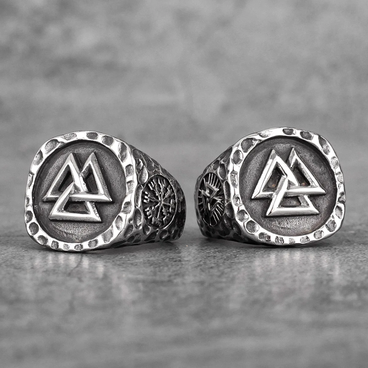 Myth Odin Triangle Symbol Viking Stainless Steel Mens Rings Vintage Simple for Male Boyfriend Jewelry Creativity Gift Wholesale