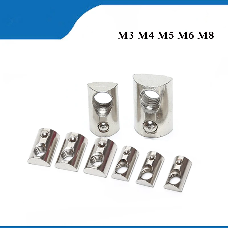 

50 Pcs M3 M4 M5 M6 M8 Spring Nuts Ball Loaded T-Nut Thread Nut
