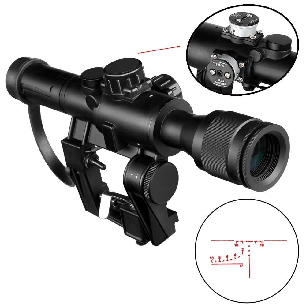 

SVD 4X24 Red Illuminated Hunting Riflescope Tactical Optics Sights AK Rifle Outdoor Shooting Ak47