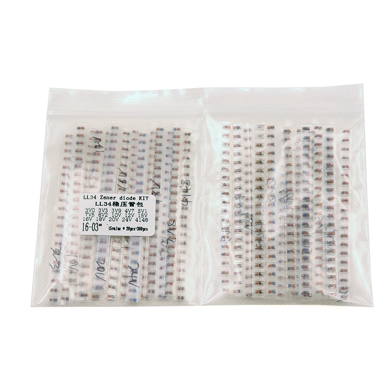 LL34 SMD Zener diode package 1/2W 3v-24v 15 kinds *20pcs=300pcs  1N4148 KIT