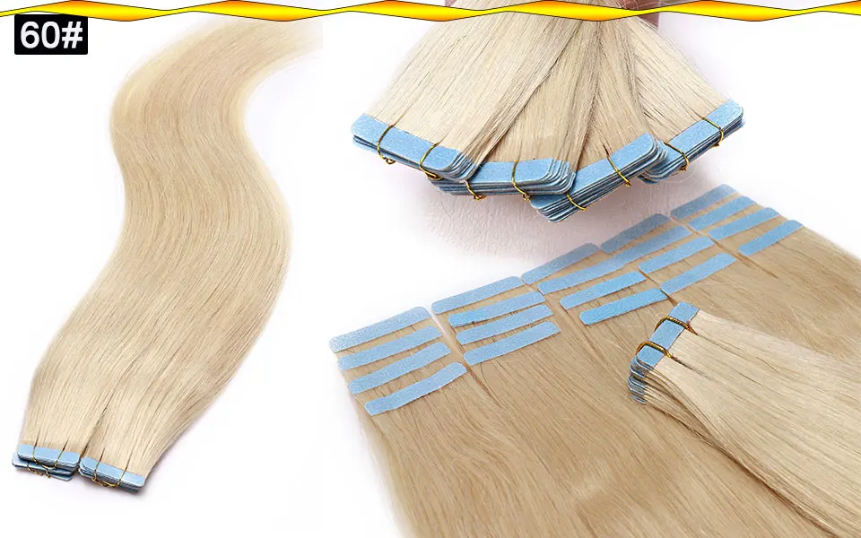 SEGO 2,5 g/Stück, gerade Tape-In-Haarverlängerungen, Echthaar, Skin Weft Tape Hair, nahtlos, unsichtbar, doppelseitiges Klebeband, 20 Stück – Detail 9