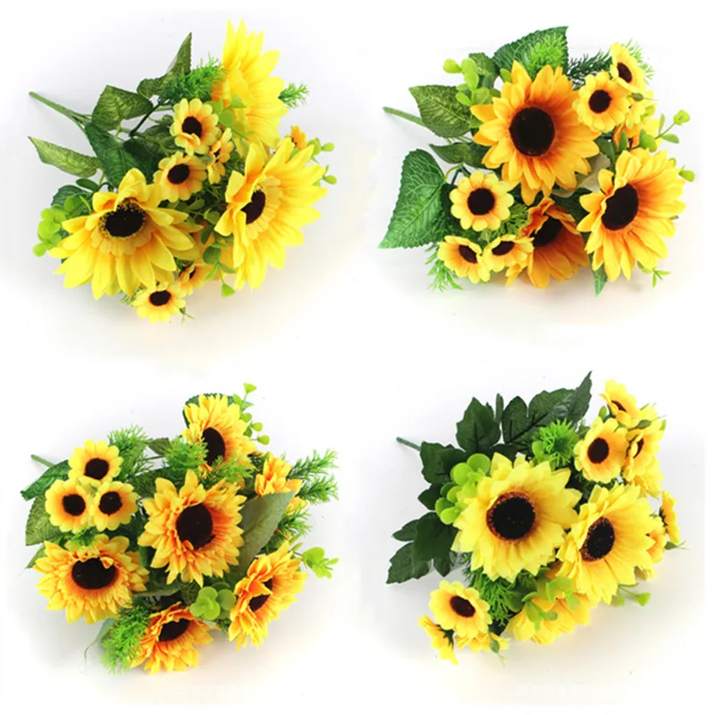 Artificial Silk Flower Sunflower bouquet Daisy Home Garden wedding Table DIY simulation Decorative Flowers accessorie plant