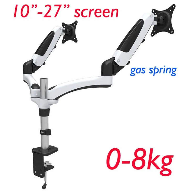 

DL-FE124 10"-27" 0-8kg full motion air gas spring lcd tv table mount double monitor extendable arm stand Clamp grommet 400mm