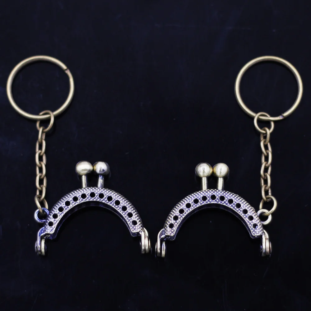 10Pcs Bronze Tone Purse Arch Metal Frame Kiss Clasp Lock With Key Ring Bag Parts Accessories 4cm