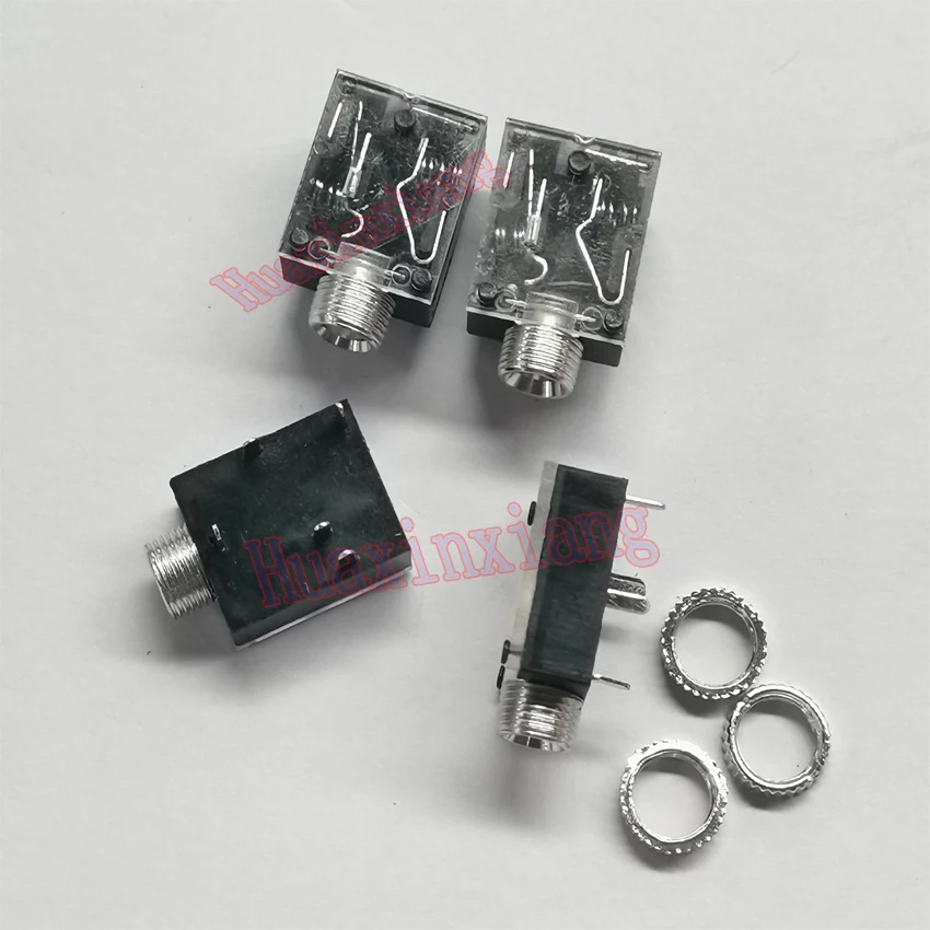 100PCS/Lot PJ-324M 3.5MM Stereo Audio Socket/Jack Connector with Nut 5Pin PCB Panel Mounting For Headphone