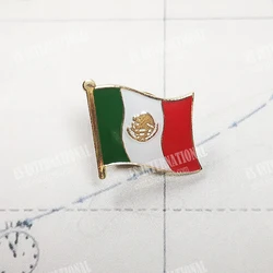 Mexico National Flag Lapel Pins Crystal Epoxy Metal Enamel Badge Paint Brooch Souvenir Suit Personality Commemorative Gifts