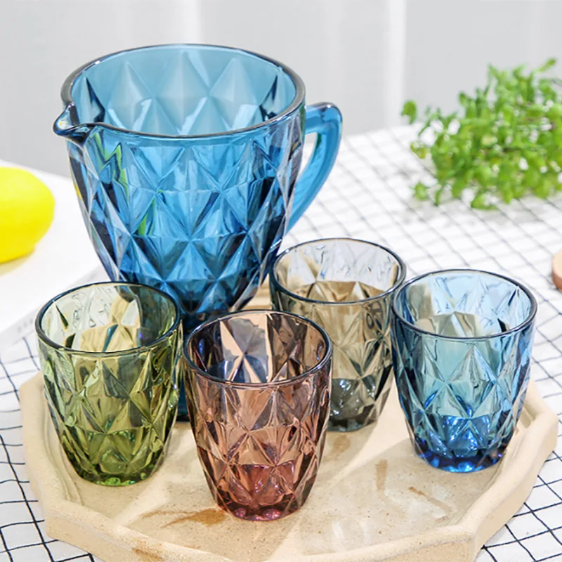 300ml Embossed Household Glass Cup Drink Cup Milk Cup Multicolour Fruit Juice Cup Hotel Toothbrush Cup Water Mug Cold Drink Mug