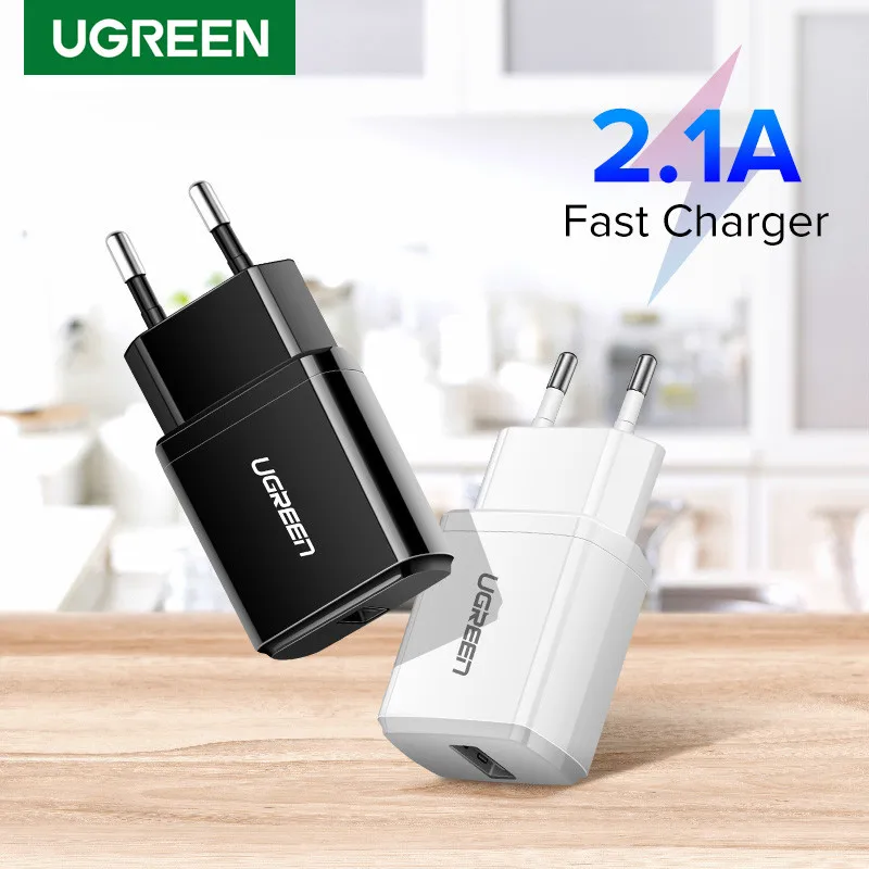 Ugreen 5V 2.1A USB Charger for iPhone 14 13 12 pro max X 8 Fast Wall Charger Adapter for Samsung S21 Xiaomi Redmi Phone Charger