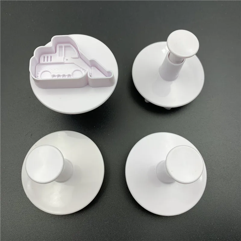 4Pcs/Set Building Series Plastic Biscuit Spring Embossing Mold Fondant Cake Decorating Tools Cookie Cutter Stamp