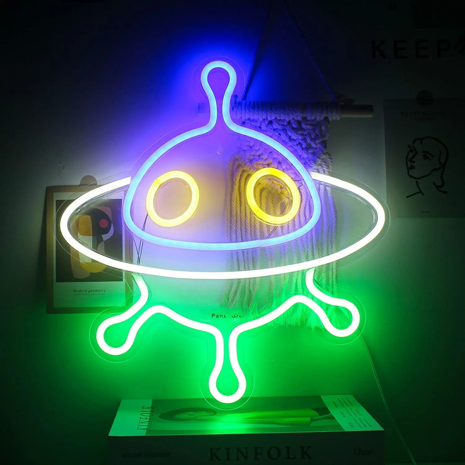 

LED Neon Sign Light Spaceship Astronaut Neon Wall Lamp for Room Party Decor Kids Birthday Christmas Gift