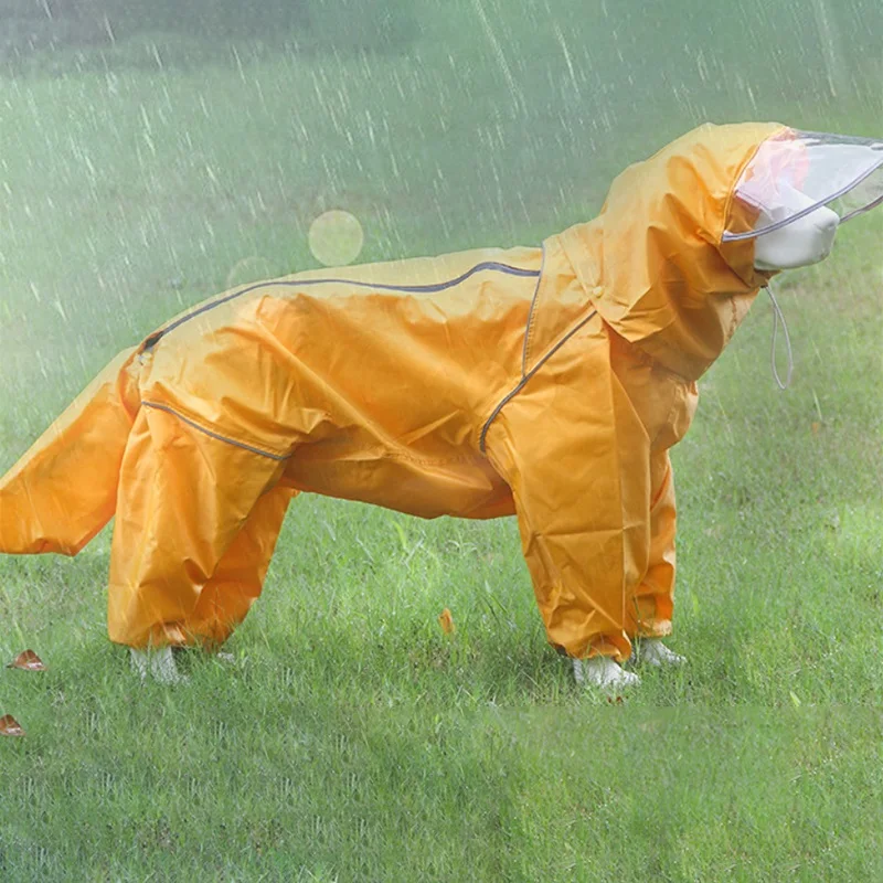 Outdoor Large Dog Raincoat Waterproof big Dog Clothes Coat hoodie Rain Jacket Reflective Medium big dog poncho All inclusive