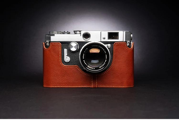 تصميم لكاميرا Canon VT/VT Deluxe/VI-T مصنوعة يدويًا من الجلد الطبيعي وحقيبة كاميرا نصف حقيبة