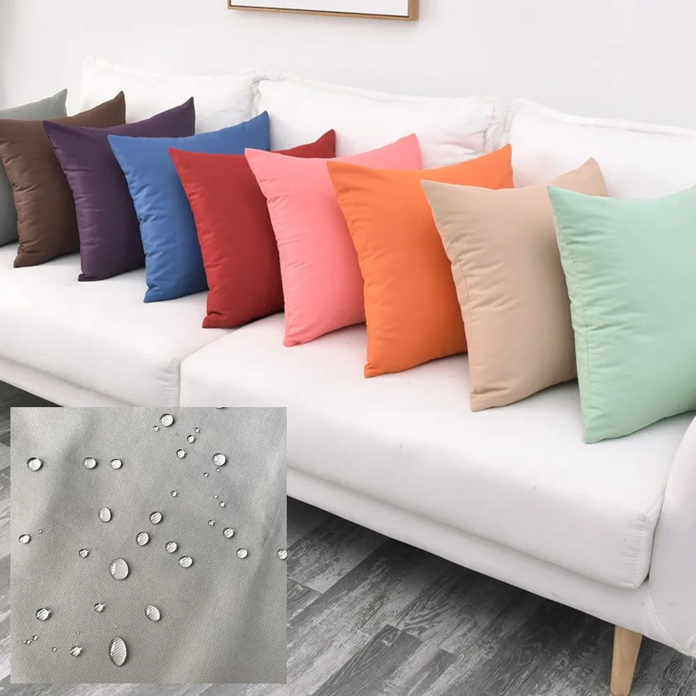 Custom 40/45/50/55/60/70cm Twill Waterproof Solid Cushion Cover Outdoor Home Decor Throw Pillow Case HT-PTWDC-A
