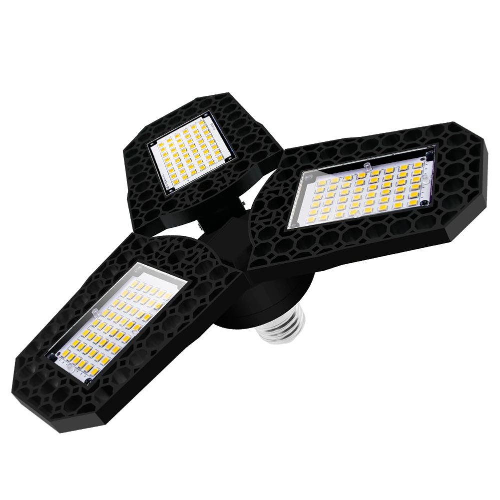 E27 LED Garage Light 80W 60W 40W Industrial Lamp Super Bright Deformable Indoor LED High Bay Workshop Warehouse Lights