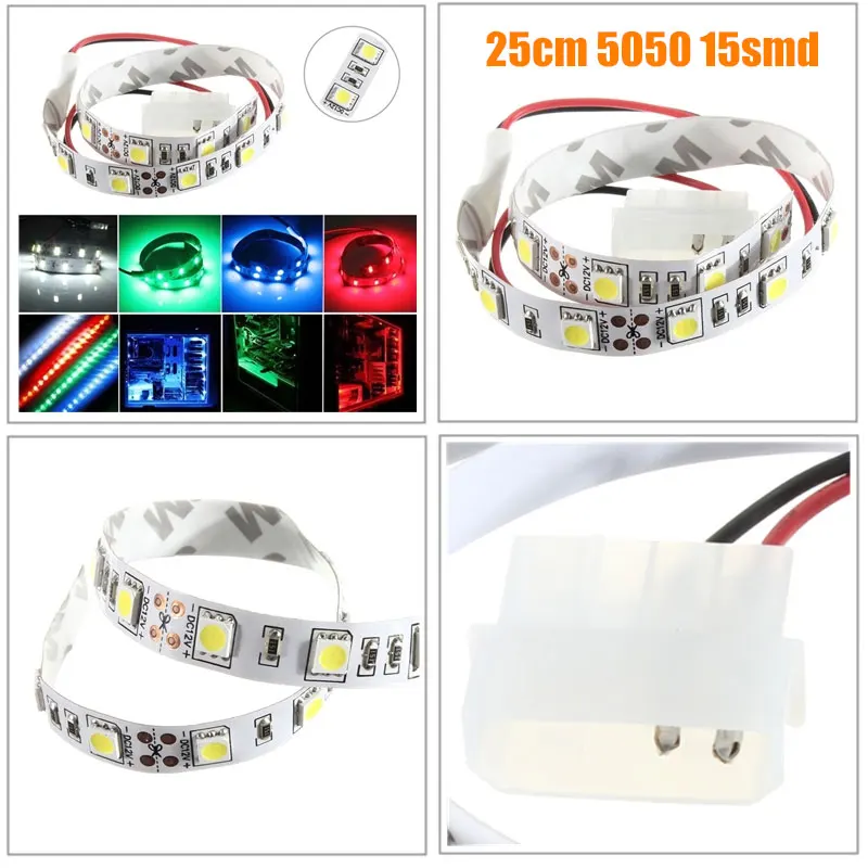 

25CM SMD 5050 Non-Waterproof LED Flexible Strip Light PC Computer Case Adhesive Lamp 12V