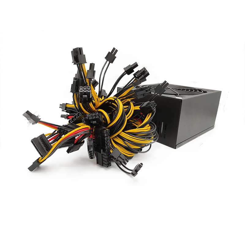 Alimentation électrique 1600w pour 6 GPU Ethereum Miner, compatible avec 6 cartes graphiques RX470 RX480 RX570 RX580 PC