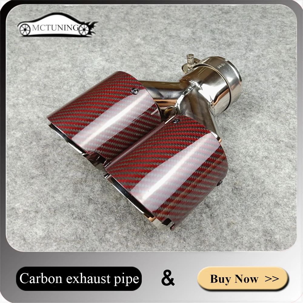 

1 Piece Y Model Exhaust Pipe Carbon Fiber Red Car Universal New Style Tail Throat Auto Part Modified Accessories Muffler Tip