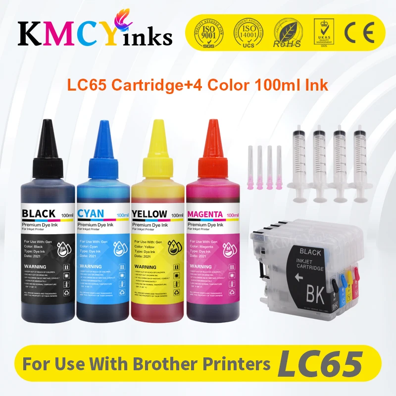 

KMCYinks LC65 XL Printer Ink Cartridge 400ml Ink For Brother DCP-J140W 145C 165C MFC-250C 255CW 257CW J270W 290C 6890CN Printer