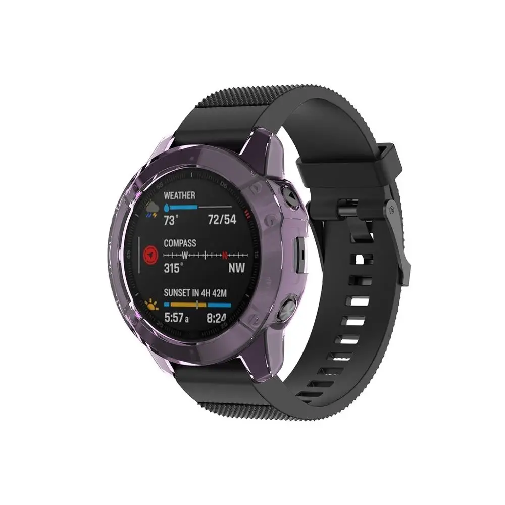 For Garmin Fenix 6 Pro 6S 6X Pro Soft Crystal Clear TPU Protector Case Cover Frame Smart watch accessories Fenix6 Fenix6X Shell