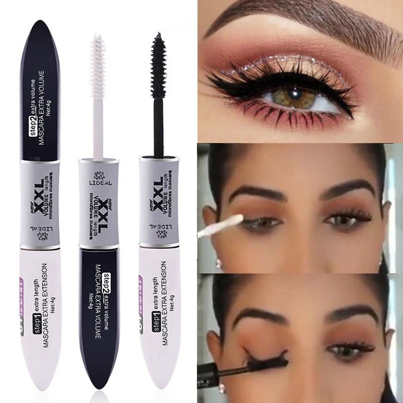 2 Trong 1 Lụa Fiber Mascara Dày Uốn Lông Mi Dài Đen Chống Nước Trắng Mực Nối Dài Mắt Mi Rimel Volume Mascara