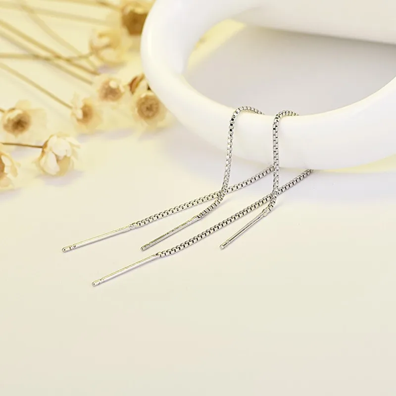 REETI 925 Sterling Silver Earrings For Women Long Silver Earrings Party Fashion Jewelry Lot of Length Ears Line