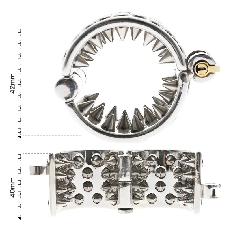 CHASTITY RING BRACELET KALI'S TEETH SHARP  Ring Scrotum Pendant  Steel Kalis Teeth Spiked Male Chastity Device Scrotum image 4