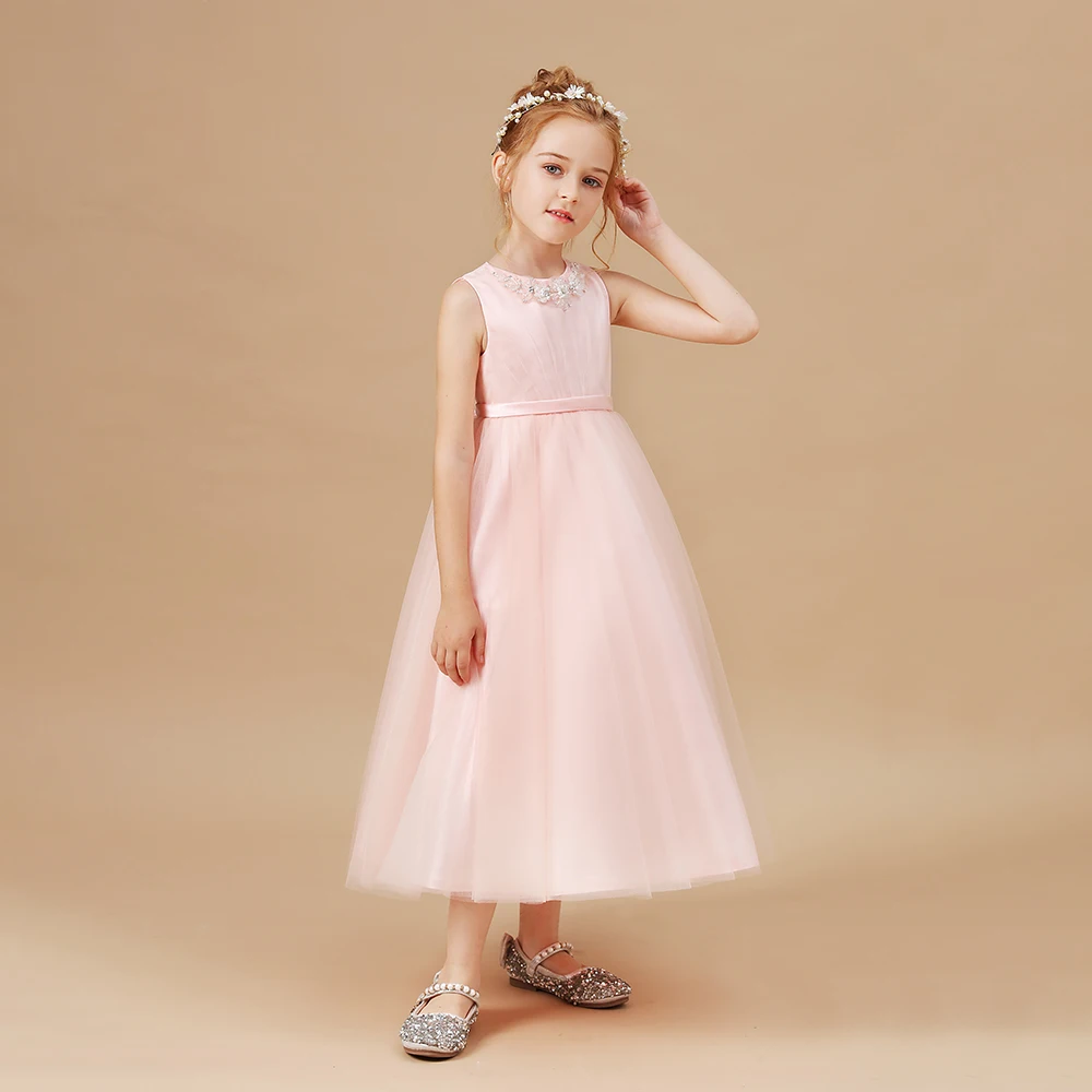 Tulle Flower Girl Dress For Children Festivity Celebration Wedding Birthday Evening Party Ceremony Prom Junior Bridesmaid Dress