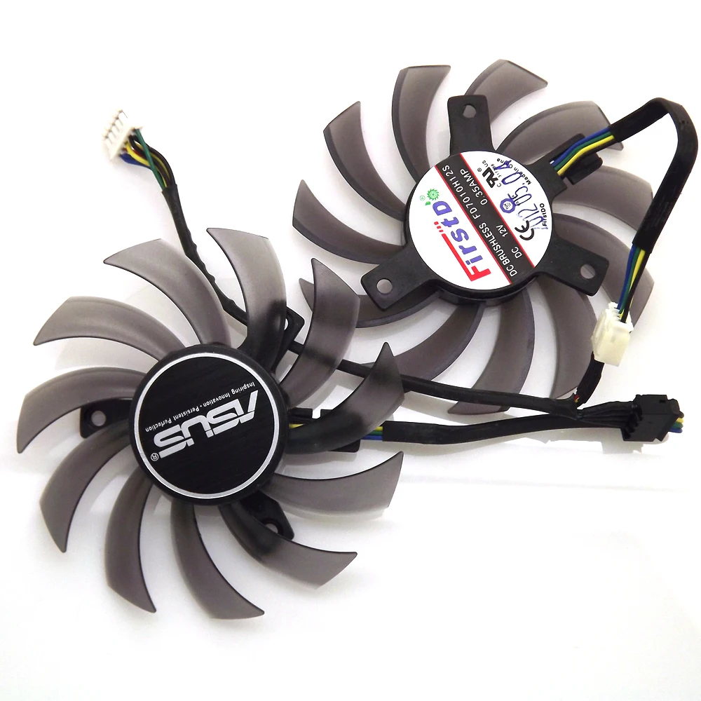 2pcs/lot FD7010H12S DC12V 0.35A 75mm VGA Fan For ASUS GTX690 GTX680 GTX670 GTX660TI HD7970 R9 270X GTX770 Graphics Card Fan 5Pin