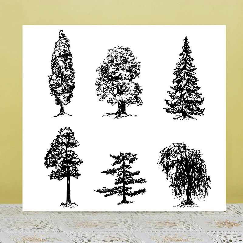 AZSG Willow Pine Trees Clear Stamps/Seals For DIY Scrapbooking/Card Making/Album Decorative Silicone Stamp Crafts