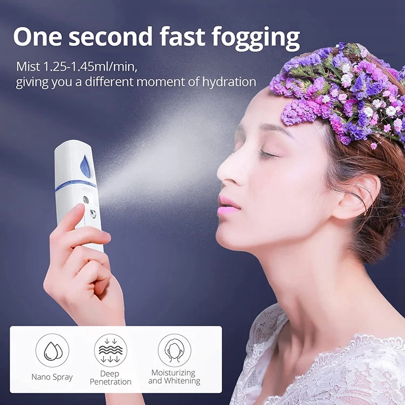 Portable Nano Facial Mister Mini Facial Steamer Atomization Eyelash Extensions With Mirror