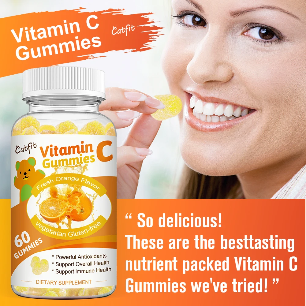 Catfit sladké oranžová vitamín C gummies VC výživa příloha denně občerstvení drsný kůže péče jídlo