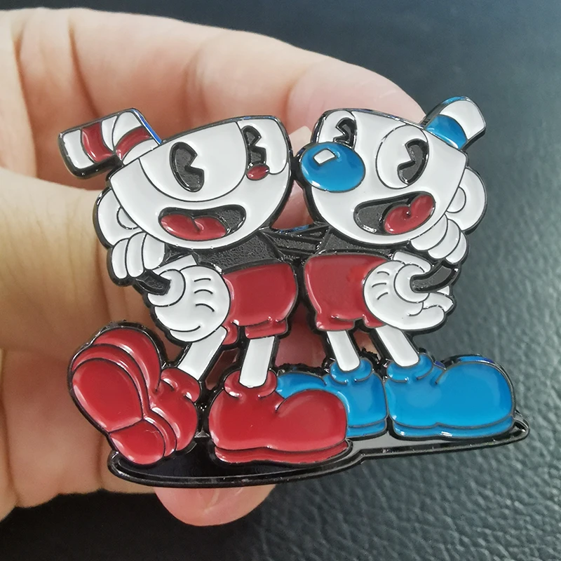 Adorable Cuphead & Mugman Brooch adventure Brothers Enamel Pin mutul deuteragonist  Badge Comic Game Jewelry