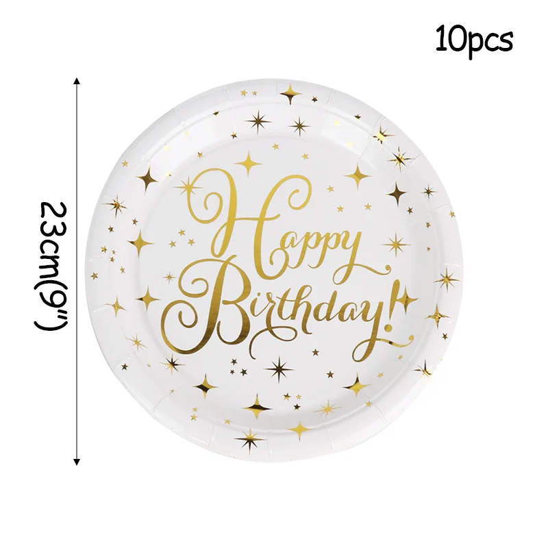 WEIGAO Gold Star Disposable Paper Plates Cups Straw and napkins Tableware Sets for Adult Kids Birthday Party Supplies Gold Theme image 4