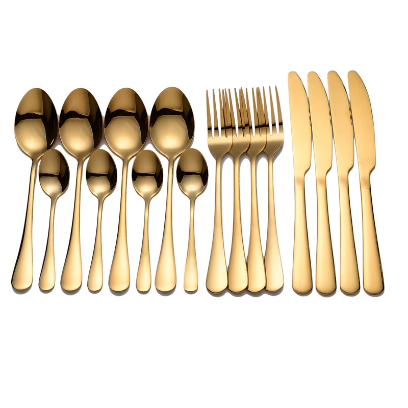 SPKLIFEY Gold Tableware Stainless Steel Cutlery Forks Knives Spoons Golden Cutlery Set Kitchen Dinner Set Fork Spoon Knife Set