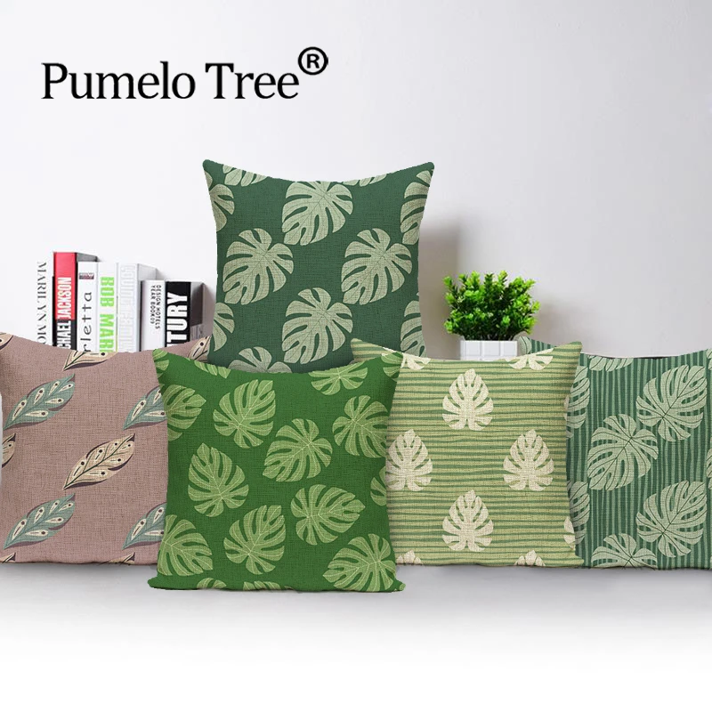 Plant Pillowcase Leaves Print Pillow Cover Home Decor Cushion Cover Print Pillow Cases 45x45cm Car Pillow Case Sofa Decoration